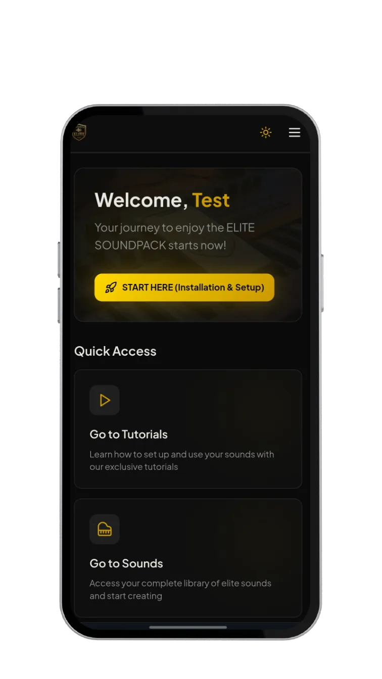 Member area home screen