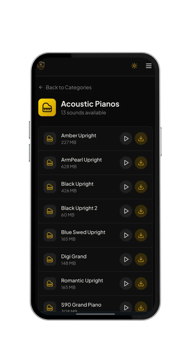 Acoustic Pianos sounds in the member area