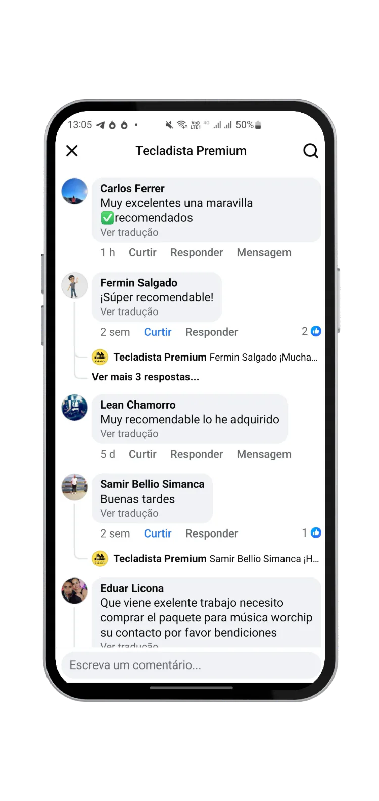 Customer comment (in Spanish)