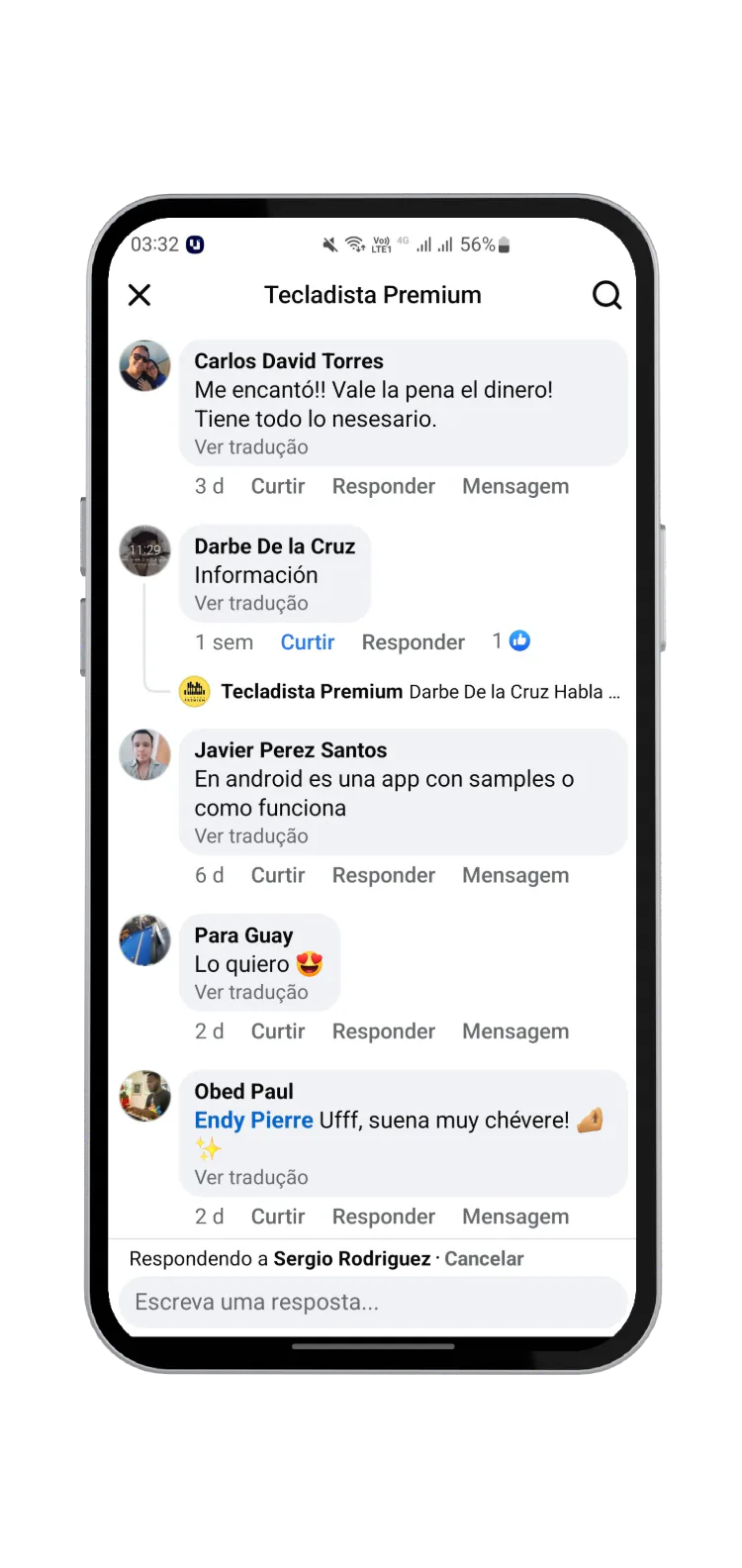 Customer comment (in Spanish)
