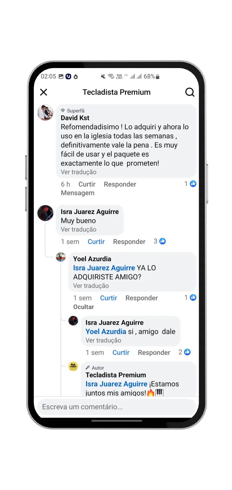 Customer comment (in Spanish)
