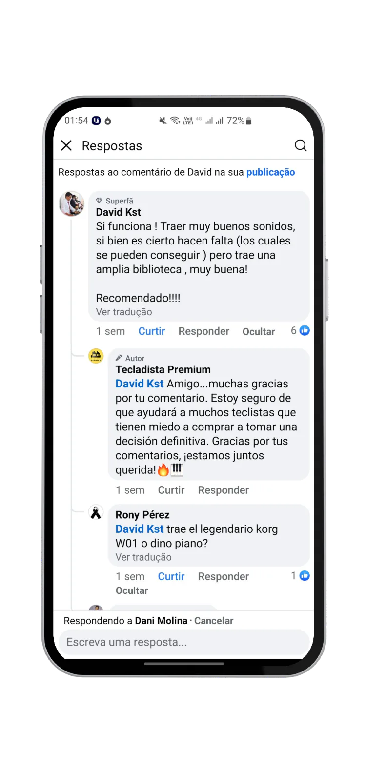 Customer comment (in Spanish)