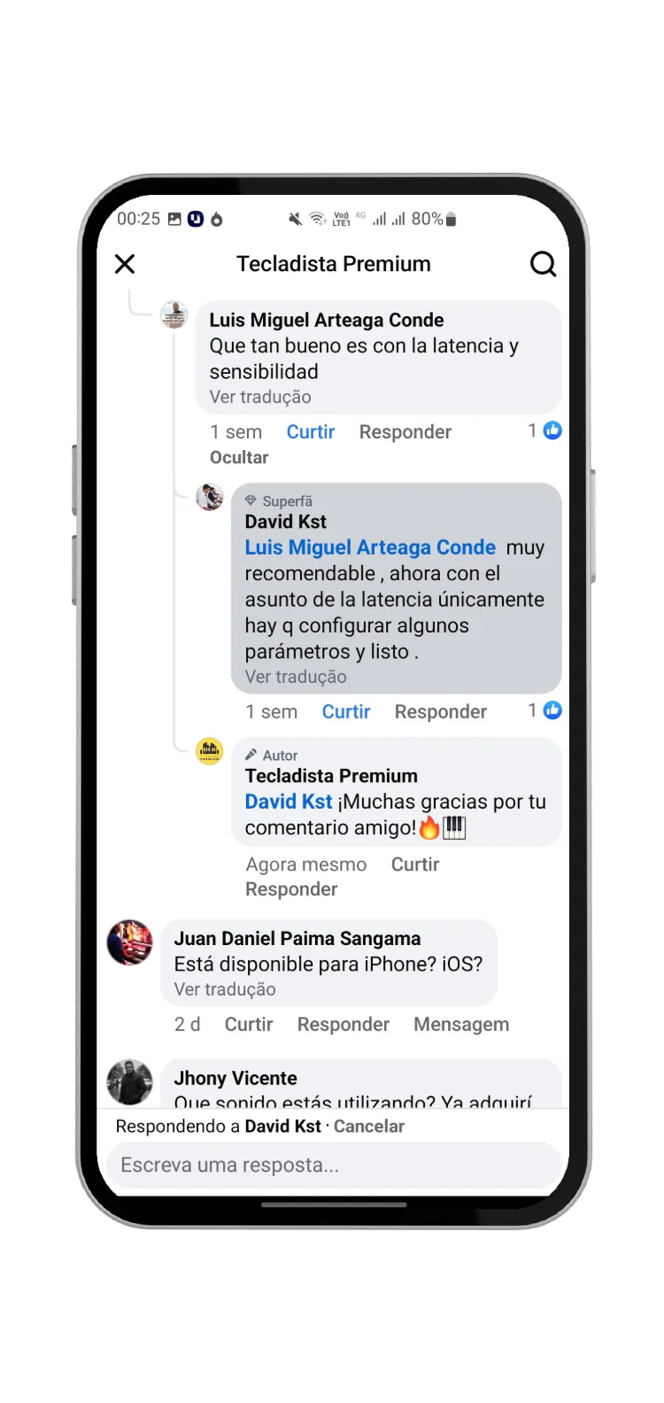 Customer comment (in Spanish)