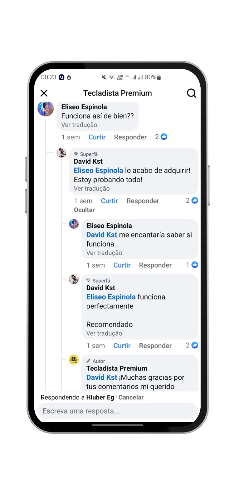 Customer comment (in Spanish)
