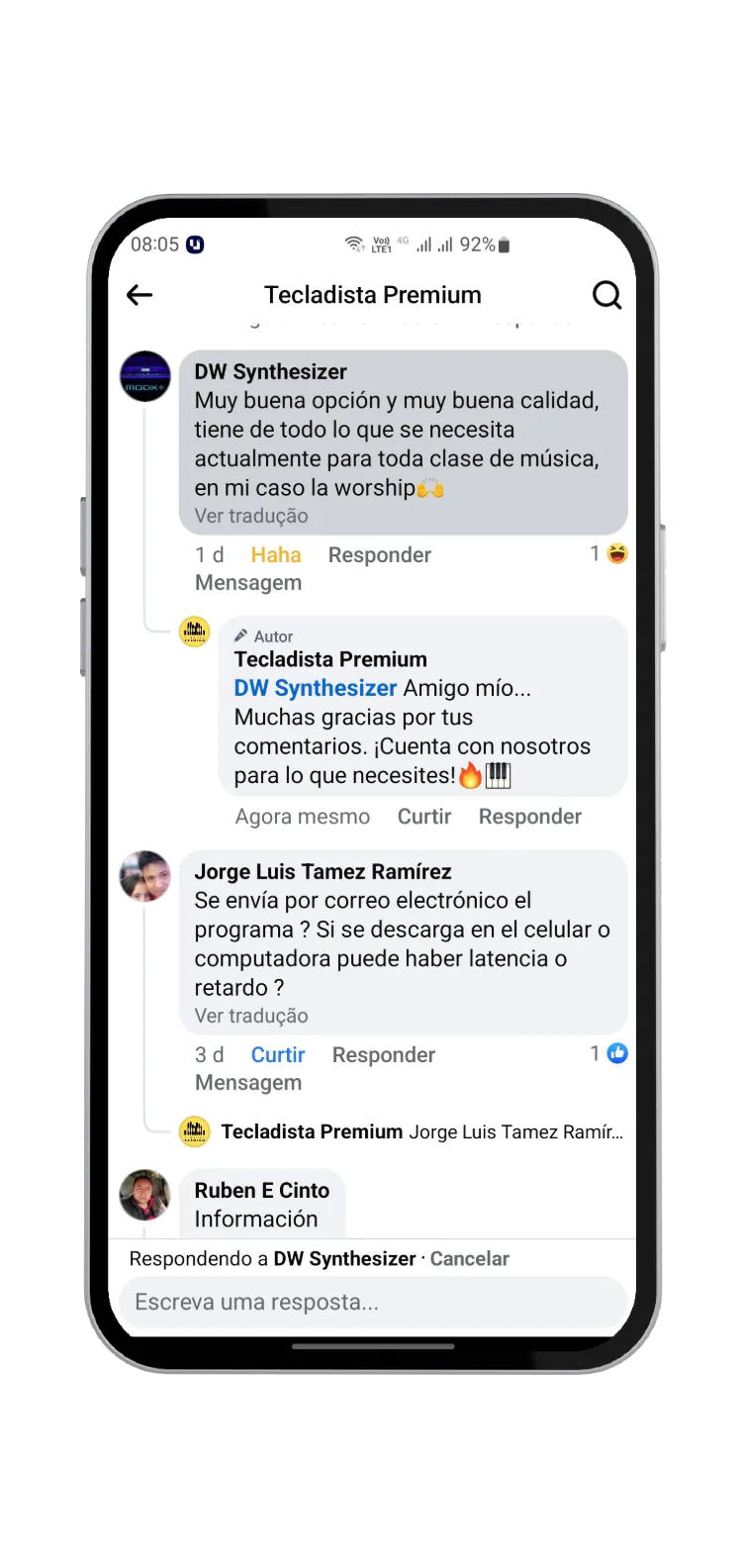 Customer comment (in Spanish)