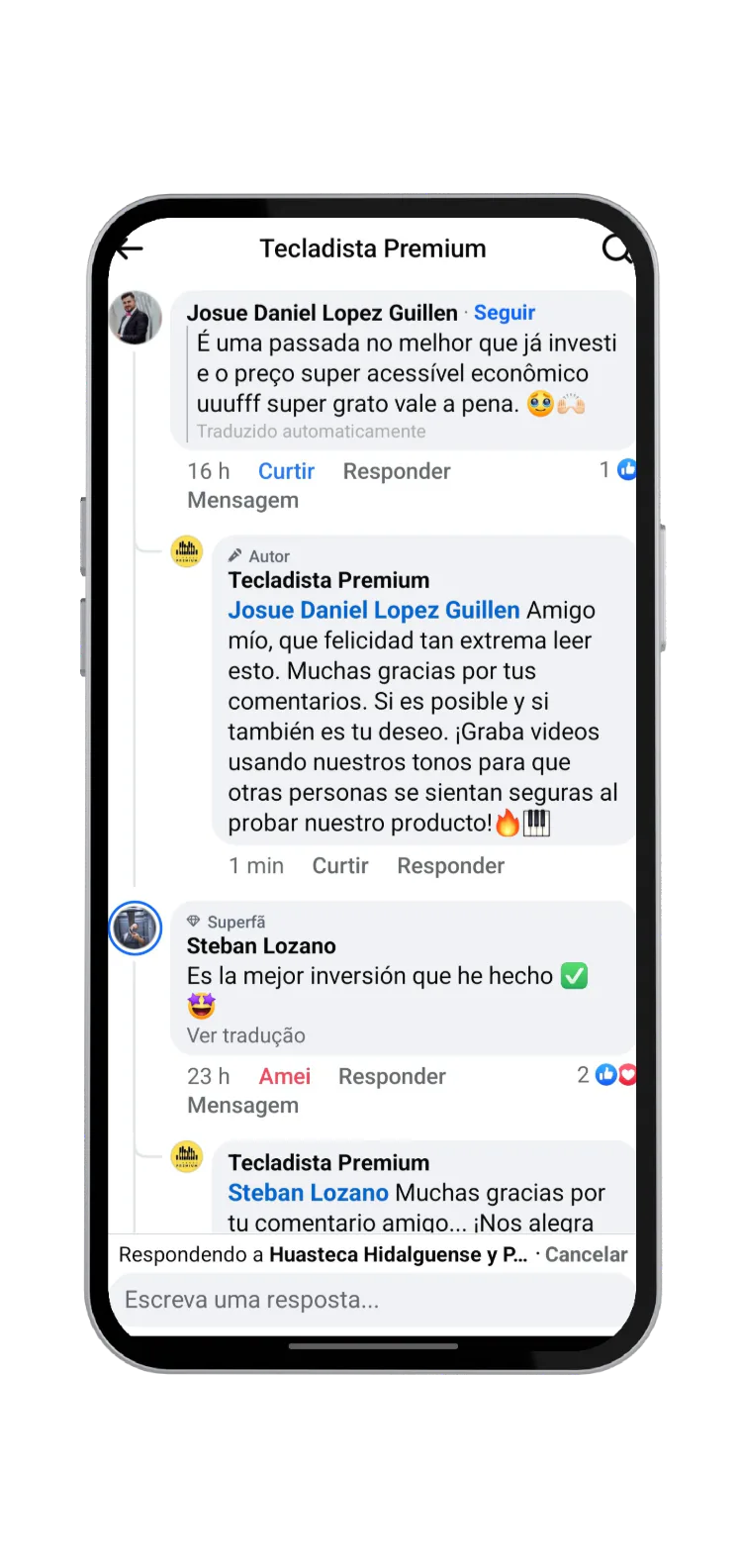 Customer comment (in Spanish)